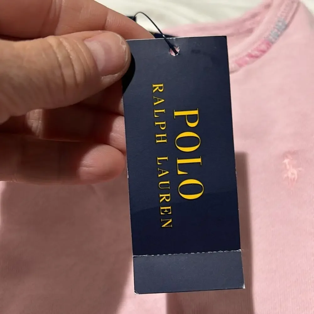 Ralph Lauren 5 pale pink cropped wide sweatshirt nwt perfect cotton polyester